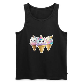 Einhorn Eis in Waffel Unicorn Ice in Waffle - Männer Premium Bio Tank Top - Schwarz - Vorne - Michal (187cm)