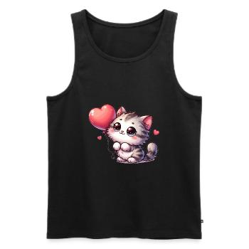 Chat Ballon Animaux - Débardeur bio Premium Homme - noir - Devant - Michal (187cm)