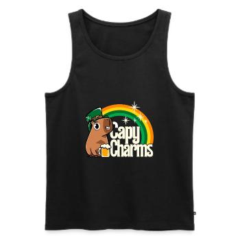St. Patrick's Day - Capy rainbow charms - Men's Premium Organic Tank Top - black - Front - AI Model Male 178 light (178cm)
