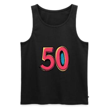 50 Zahl Bunt - Männer Premium Bio Tank Top - Schwarz - Vorne - Michal (187cm)