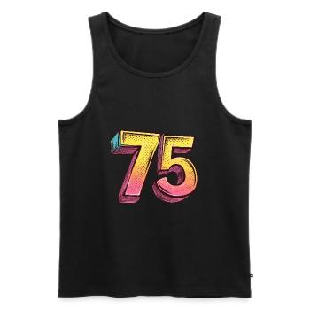 75 Number Colorful - Men's Premium Organic Tank Top - black - Front - AI Model Male 178 light (178cm)