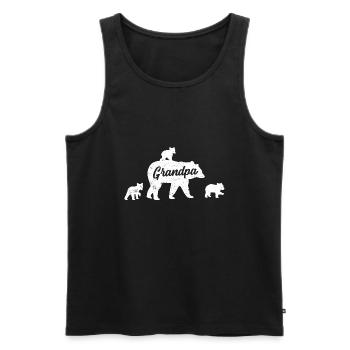 T-shirt vintage grand-père ours 3 oursons fête des pères - Débardeur bio Premium Homme - noir - Devant - AI Model Male 178 light (178cm)