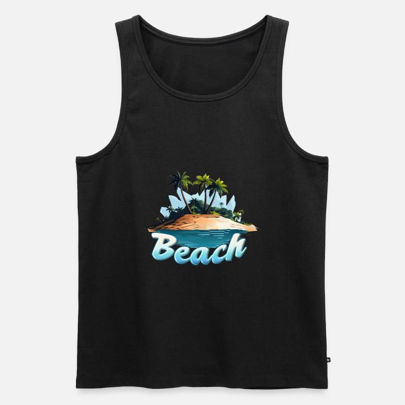 Beach Strand Comic Motiv - Männer Premium Bio Tank Top - Schwarz