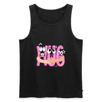 Câlin cartoon rose - humoristique - Débardeur bio Premium Homme - noir - Devant - AI Model Male 178 light (178cm)