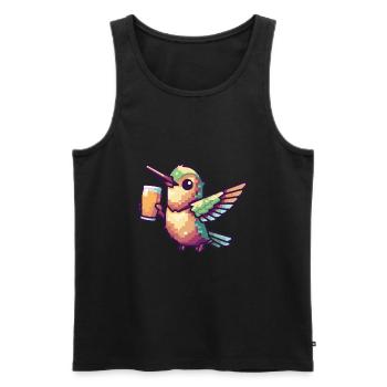 Kolibri Vogel Pixel Bier - Männer Premium Bio Tank Top - Schwarz - Vorne - Michal (187cm)