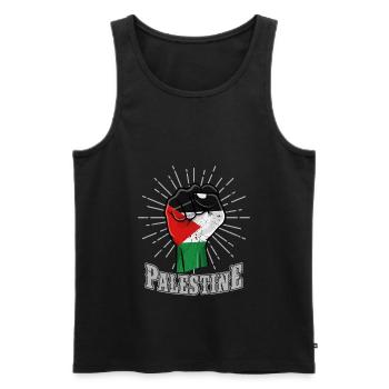Palestine poing - Débardeur bio Premium Homme - noir - Devant - Michal (187cm)