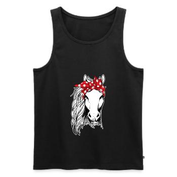 Cooles Pferd mit Bandana - Männer Premium Bio Tank Top - Schwarz - Vorne - AI Model Male 178 light (178cm)