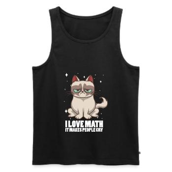 Les chats drôles t-shirt J'aime des maths - Débardeur bio Premium Homme - noir - Devant - Michal (187cm)