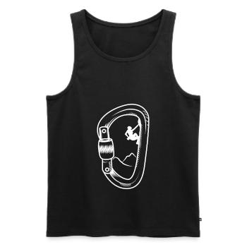 Bouldering Carabiner Shirt - Men's Premium Organic Tank Top - black - Front - AI Model Male 178 light (178cm)