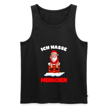 Ich hasse Menschen Weihnachten Weihnachtsmann - Männer Premium Bio Tank Top - Schwarz - Vorne - Michal (187cm)