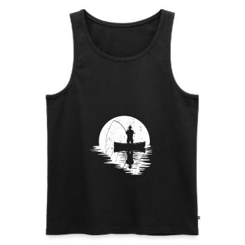 Pleine lune pêcheur lune pêche idée cadeau de pêche - Débardeur bio Premium Homme - noir - Devant - Michal (187cm)