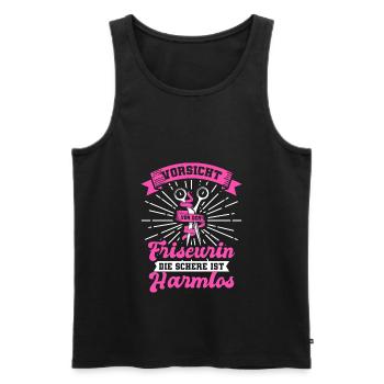 Friseurin Schere - Männer Premium Bio Tank Top - Schwarz - Vorne - AI Model Male 178 light (178cm)