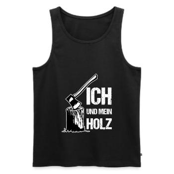 Ich und mein Holz Lustiges Holzfäller Axt Geschenk - Männer Premium Bio Tank Top - Schwarz - Vorne - Michal (187cm)