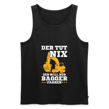 Der will nur Bagger fahren Baggerfahrer - Männer Premium Bio Tank Top - Schwarz - Vorne - Michal (187cm)