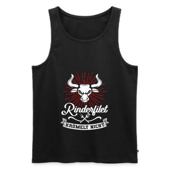 Rinderfilet krümelt nicht Grillen BBQ Grillmeister - Männer Premium Bio Tank Top - Schwarz - Vorne - Michal (187cm)
