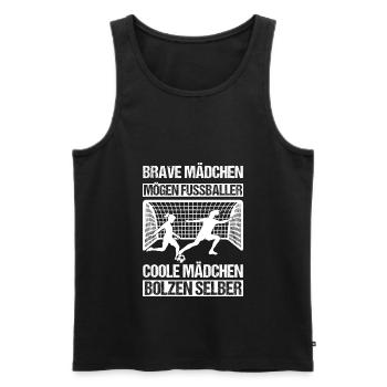 Brave Mädchen Fussball Tochter Fußballerin lustig - Männer Premium Bio Tank Top - Schwarz - Vorne - Michal (187cm)