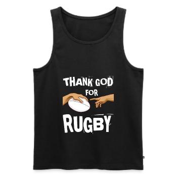 Maillot rugby mains de Michel-Ange - Débardeur bio Premium Homme - noir - Devant - Michal (187cm)
