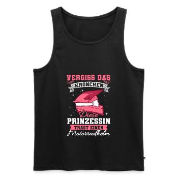 Motorradfahrerin Bikerin Vergiss das Krönchen - Männer Premium Bio Tank Top - Schwarz - Vorne - Michal (187cm)