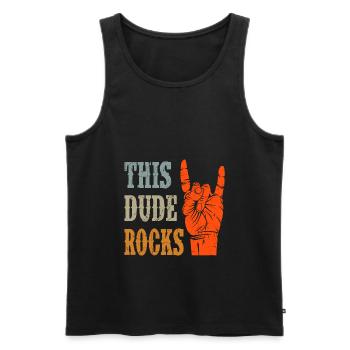 Rock n Roll This Dude Rocks Heavy Metal - Débardeur bio Premium Homme - noir - Devant - Michal (187cm)