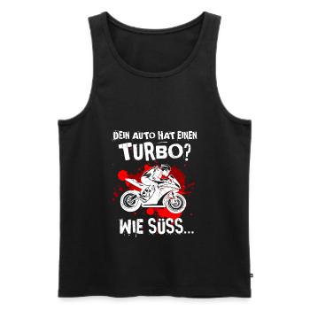 Motorrad Turbo Superbike lustiger Spruch - Männer Premium Bio Tank Top - Schwarz - Vorne - Michal (187cm)