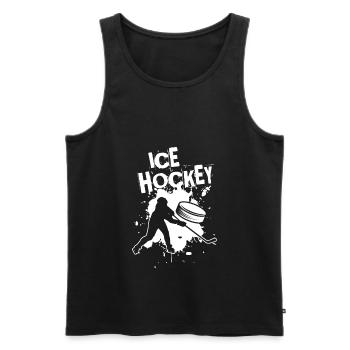 Ice hockey hockey player puck gift - Men's Premium Organic Tank Top - black - Front - Michal (187cm)