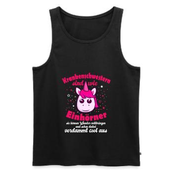 Lustiger Krankenschwester Spruch Einhorn Geschenki - Männer Premium Bio Tank Top - Schwarz - Vorne - AI Model Male 178 light (178cm)