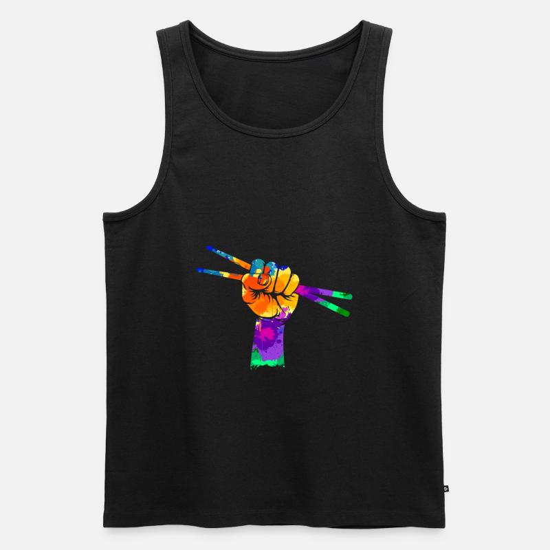 Schlagzeuger Drumsticks Faust Geschenk - Männer Premium Bio Tank Top - Schwarz