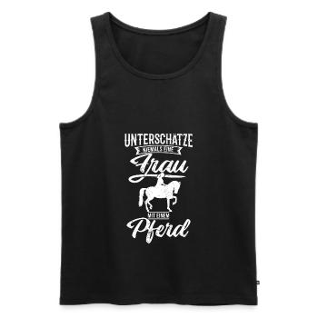 Unterschätze Nie Eine Frau Mit Einem Pferd Reiter - Männer Premium Bio Tank Top - Schwarz - Vorne - Michal (187cm)