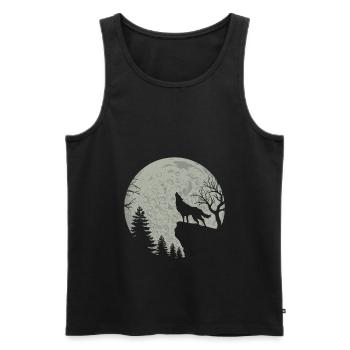 Howling Wolf Moon Silhouette Full Moon Gift - Men's Premium Organic Tank Top - black - Front - Michal (187cm)