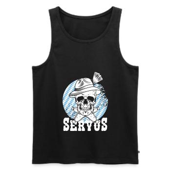 Totenkopf Weißwurst Pirat Bayern Skull Servus - Männer Premium Bio Tank Top - Schwarz - Vorne - Michal (187cm)