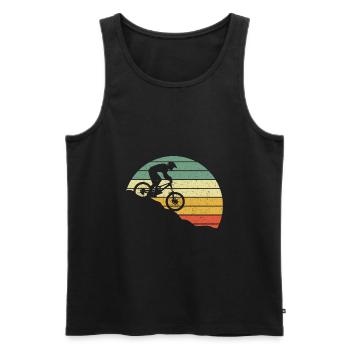DOWNHILL MOUNTAINBIKE VINTAGE GESCHENK - Männer Premium Bio Tank Top - Schwarz - Vorne - Michal (187cm)