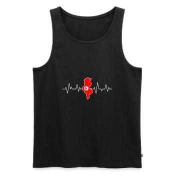 Battement de coeur de la Tunisie, drapeau tunisien - Débardeur bio Premium Homme - noir - Devant - AI Model Male 178 light (178cm)