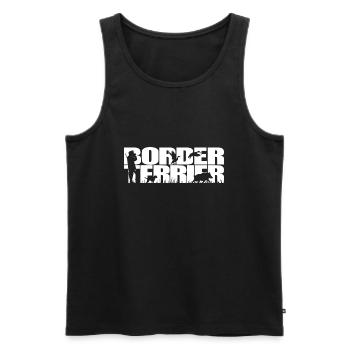 BORDER TERRIER Chien de chasse Wilsigns Chasseurs - Débardeur bio Premium Homme - noir - Devant - AI Model Male 178 light (178cm)