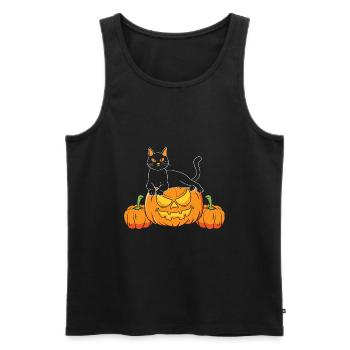 Halloween Katze Hexe - Männer Premium Bio Tank Top - Schwarz - Vorne - AI Model Male 178 light (178cm)