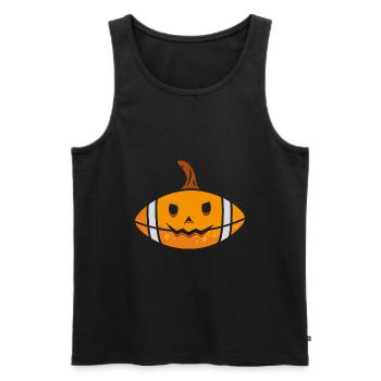 Halloween Football Kürbis - Männer Premium Bio Tank Top - Schwarz - Vorne - Michal (187cm)
