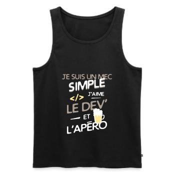 Développeur - un mec simple - Débardeur bio Premium Homme - noir - Devant - Michal (187cm)