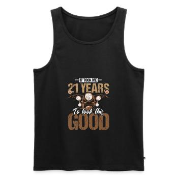 21ème anniversaire Biker Moto Vintage Cadeau - Débardeur bio Premium Homme - noir - Devant - Michal (187cm)