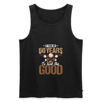 60ème Anniversaire Biker Moto Vintage Cadeau - Débardeur bio Premium Homme - noir - Devant - Michal (187cm)