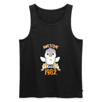 Anniversaire 1982 82 Penguin Penguins Cadeau - Débardeur bio Premium Homme - noir - Devant - AI Model Male 178 light (178cm)
