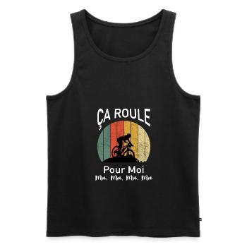 Cadeau cycliste vélo humour - Débardeur bio Premium Homme - noir - Devant - AI Model Male 178 light (178cm)