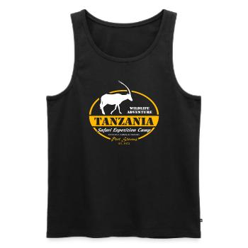 Tanzanie - Antilope - Débardeur bio Premium Homme - noir - Devant - AI Model Male 178 light (178cm)