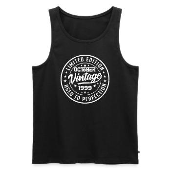 1999 Retro 1999 Octobre Anniversaire Octobre 1999 - Débardeur bio Premium Homme - noir - Devant - AI Model Male 178 light (178cm)