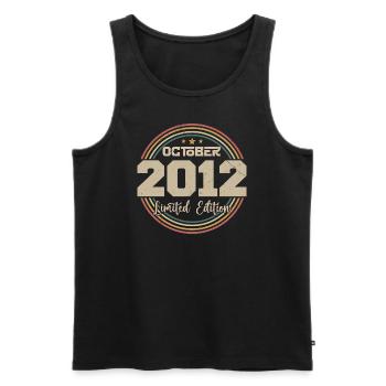 Born in October 2012 Retro Birthday October 2012 - Men's Premium Organic Tank Top - black - Front - AI Model Male 178 light (178cm)