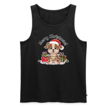 Dog Christmas Christmas Hat Merry Christmas - Men's Premium Organic Tank Top - black - Front - Michal (187cm)