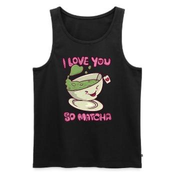 Je t’aime tellement Matcha Kawaii Sweetheart Saint-Valentin - Débardeur bio Premium Homme - noir - Devant - AI Model Male 178 light (178cm)