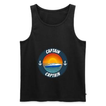 Boat Captain - Men's Premium Organic Tank Top - black - Front - Michal (187cm)