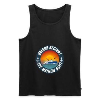 Boot Urlaub Motorboot als Gruppe - Männer Premium Bio Tank Top - Schwarz - Vorne - AI Model Male 178 light (178cm)