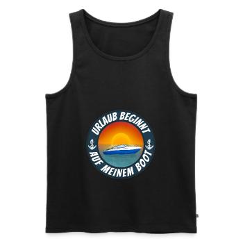 Boot Urlaub Motorboot als Gruppe - Männer Premium Bio Tank Top - Schwarz - Vorne - AI Model Male 178 light (178cm)