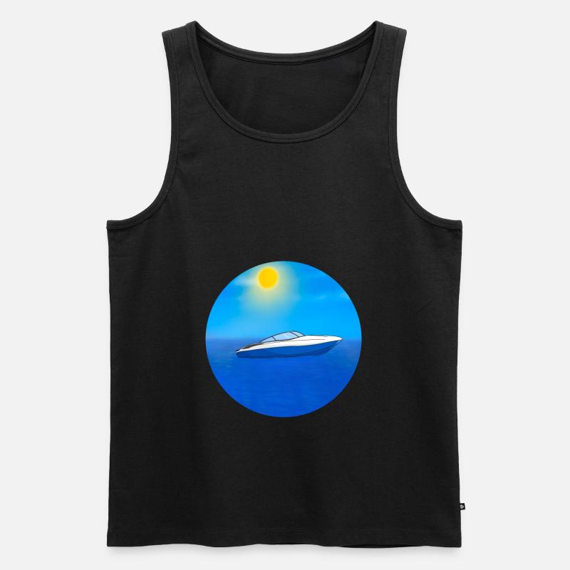 Motorboot im Meer - Männer Premium Bio Tank Top - undefined