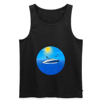 Motorboat - Men's Premium Organic Tank Top - black - Front - AI Model Male 178 light (178cm)